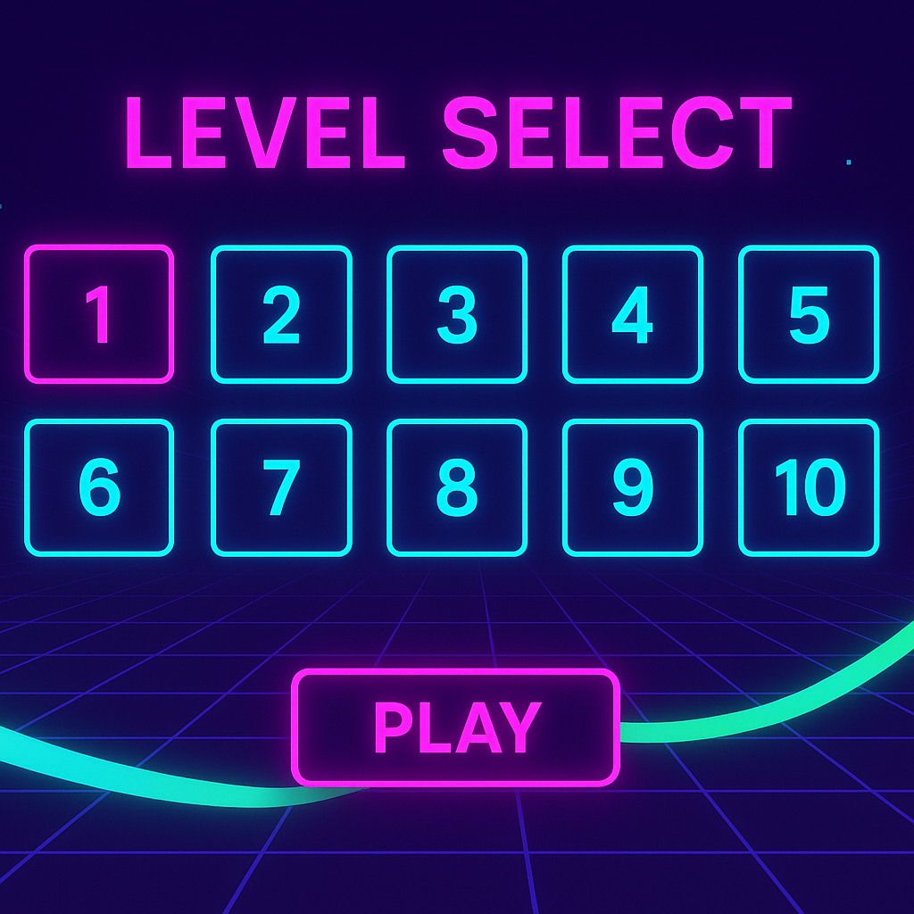 screenshot: neon level select